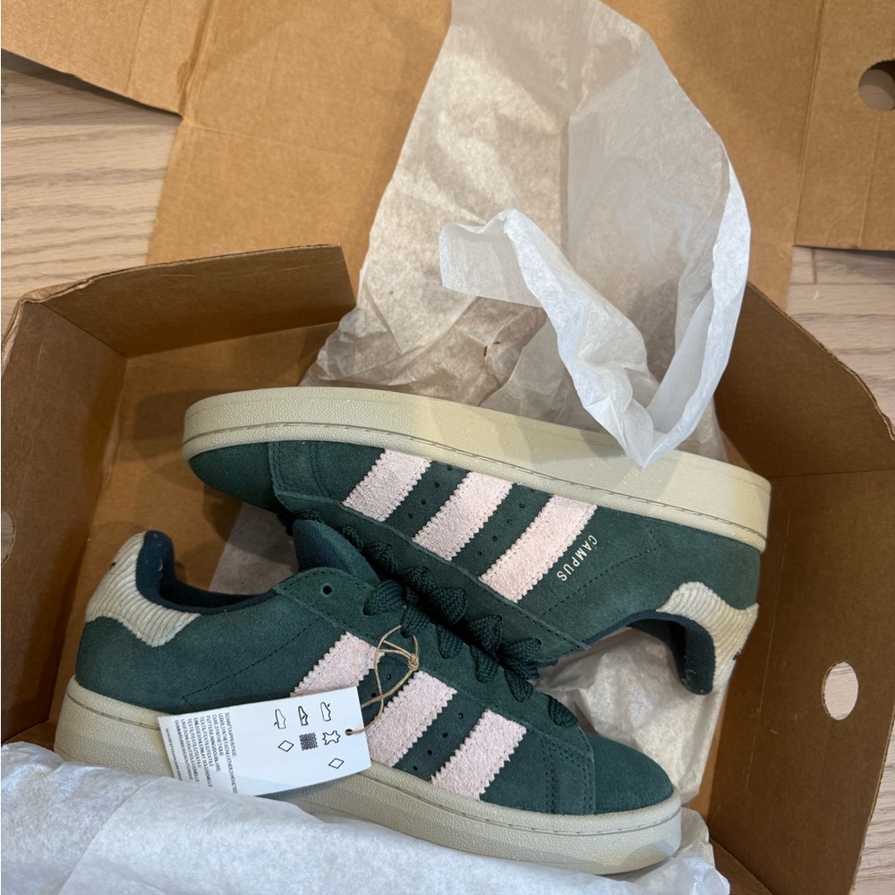 Adidas Forest Green and Soft Pink Sneakers